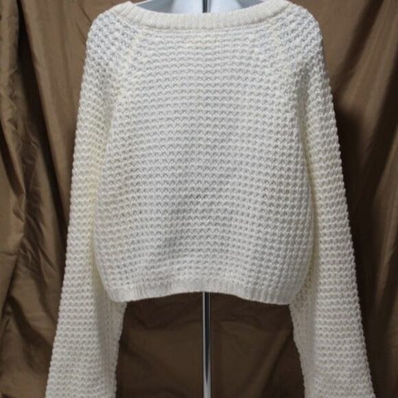 Aeropostale Women's XXL White Loose Knit Cropped Sweater Long Sleeve - NWT - Picture 2 of 10